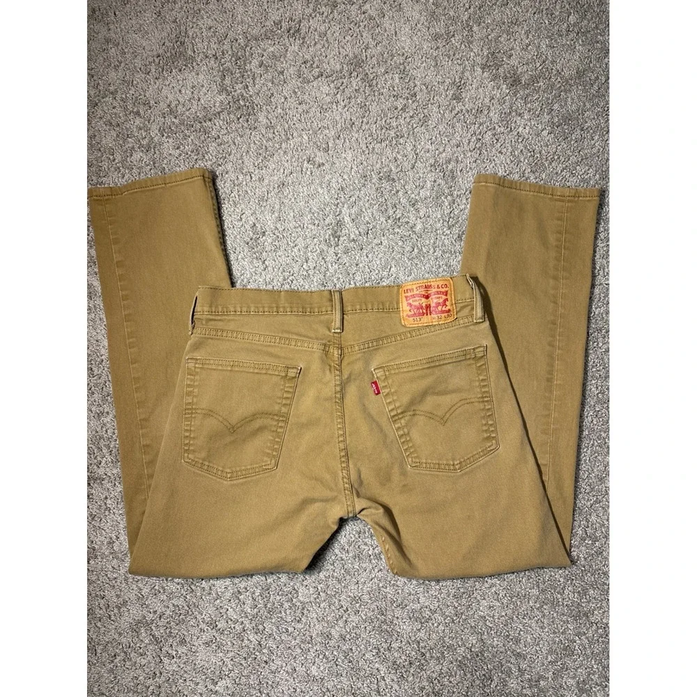 Levis 513 Slim Fit Pants Mens 32x30 Tan Khaki Brown Stretch Chino Trousers